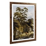 Big Box Art Framed Print of Roelof Van Vries Cottage on a River Design | Wall Art Picture | Home Decor for Kitchen, Living Room, Bedroom, Hallway, Walnut, A2 / 24.5x18 Inch / 62x45cm