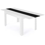 Table à manger extensible rectangle georgia 6-10 personnes blanche et noire 140-220 x 90 cm