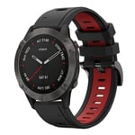 Garmin Fenix ​​​​6 Sapphire Silikon Klokkebånd, 22 mm - Svart, Rød