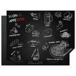 KitchenYeah© Protege Plaque Tapis Pour Induction 70x52 cm Deco Cuisine Protection Vitrocéramique Pour Cuisiniere Italien - Herbes - Épices - Ristorante - Pizza - Spaghetti - Buon Appetito