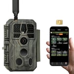 GardePro X50 Caméra de Chasse 4G LTE avec Carte SIM et APP, Vidéo H.265 32MP, Vision Nocturne Infrarouge No-Glow de 30 m, Détecteur de Mouvement 0,1 s et IP66 Étanche