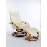 Okwish - Fauteuil inclinable de massage rembourré en pu avec repose-pieds ottoman, masseur à 5 points, base en bois courbé pour salon et chambre à