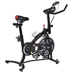 HOMCOM Vélo d'appartement vélo de fitness velo d'intérieur avec écran LCD multifonctions vélo biking cardio-training selle et guidon réglables acier noir