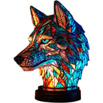 Djurbordslampa serie färgat harts Elephant Dragon Wolf Lamp Retro sänglampa Tiffany Style Nattlampa Bohemian Resin Lamp for Bedroo-WELLNGS