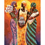 N/C Aint By Numbers Kits Acrylic Paints Set Diy Canvas Oil Painting Gift Kits Home Decoration- Three African Beauty Women 16*20 Inch