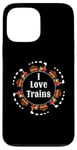 Coque pour iPhone 13 Pro Max I Love Trains Train Track Jouet électrique Train Train Tee