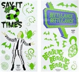 Beetlejuice Stickers muraux du film Warner Brothers sous licence officielle avec 50 décorations réutilisables pour chambre à coucher, salle de jeux, théâtre ou chambre d'enfant