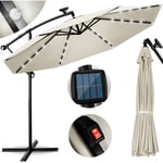 Tillvex - Parasol déporté led solaire (Beige) en aluminium 300 cm - Avec manivelle - Avec interrupteur marche/arrêt - Protection uv - Parasol à