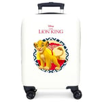 Disney Joumma Le Roi Lion Valise de Cabine Blanche 33 x 50 x 20 cm Rigide ABS Fermeture à Combinaison latérale 28,4 l 2 kg 4 Roues Doubles Bagage Main, Blanc, Valise de Cabine