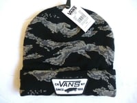 VANS Black Grey Cuff BEANIE HAT Toque UNISEX OSFA 1966 - Off The Wall V56