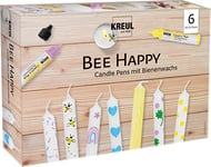 KREUL 49757 - Candle Pen 6er Set Bee Happy, 6 x 29 ml, pointe à peindre fine, couleurs avec cire d'abeille pour décorer & peindre des bougies, temps de séchage env. 8 heures