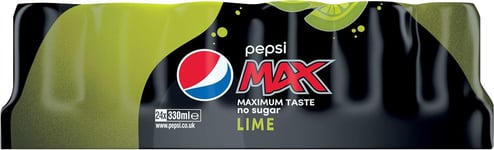 Pepsi Max Lime 24 Cans, 330ml - Refreshing Low-Calorie Soft Drink Pack