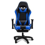 Riossad Chaise de jeu Chaise de Gaming Fauteuil de Bureau Chaise gamer Fauteuil Gamer Pivotant Noir/Bleu FAUTEUIL DE BUREAU GAMING