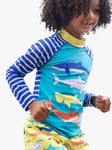 Frugi Kids' Shark Sun Safe Rash Vest, Tropical Sea/Yellow