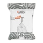 Brabantia 138744 PerfectFit Bin Liners (Size H/50-60 Litre) Thick Plastic Trash Bags with Tie Tape Drawstring Handles (40 Bags), White , Pack of 1