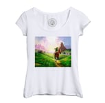 T-Shirt Femme Col Echancré Zelda Plaine Hyrule A Cheval Jeux Video