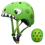 Wdmiya Casque Vélo Enfant Filles Garçons Casques Enfants 2-6 Ans Casque Ajustable Ptotection pour Cyclisme Roller Skateboard Scooter Trottinette Dinosaur (Vert, Diamètre 51-54 cm)