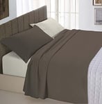 Italian Bed Linen CL-NC-marrone/panna-1PM Natural Color ensemble de draps de lit, Marron/Crème, Small double, 100 % Coton