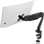 Suptek Single Monitor Arm Gas Spring, Monitor Arm Desk Mount for 17-27 inch Monitors up to 6kg, Tool Free Height Adjustable Screen Arm with Tilt Swivel Rotation, VESA 75/100mm, C-clamp/Grommet Options