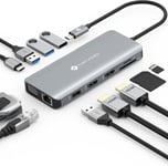 Docking Station 11 en 1, Hub USB C Double HDMI, Multiport Dock USB C vers USB x 4, PD 100W, Gigabit Ethernet, Lecteur de Carte SD/TF, Station d'accueil pour MacBook Air Pro HP Dell XPS