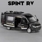 1:32 Zink-legering Buss Ford Transit Van Leksaksbil Diecast Mpv Modell Ljud Ljus Dra tillbaka Barnpresent Pojkar För Leksaker Spint Rv Black