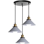 Plafonnier Rétro 3 Lumières Suspension Luminaire Industrielles 22CM Lustre Créatif Pour Salon Salle à Manger, Bar, Balcon, Gris