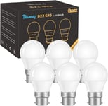 Ampoules Led B22, 5w Équivalent Incandescence 40w, Led Ampoule Baïonnette, G45 Type Globe 500lm Blanc Chaud 3000k, Ampoules Économie D'énergie, Non Dimmable, Lot De 6