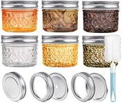 Lot de 6 Petits Bocaux en Verre 120 ml Avec Couvercles et Bandes, Bocal en Verre pour Epices, Maison, Jelly, Jam, Yogurt, Faveurs de Mariage Avec Couvercles Spare