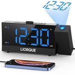 Ceiling Projection Dual Alarm Clock FM Radio LED USB Charging Mains Powered