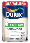 Dulux Wood & Metal Interior Satinwood Non-Drip Mid Sheen Paint 1.25L - White