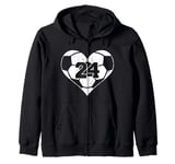 Soccer Number 24 Jersey Funny Soccer Heart Game Day Zip Hoodie