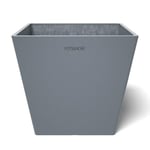 POTS&MORE VP022001 Prismo 20 Pot de Fleurs, diamètre : 20 cm, Forme carrée, Couleur : Gris, Hauteur : 18 cm, Cache-Pot en Plastique, pour Plantes d'intérieur