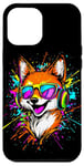 iPhone 12 Pro Max Fox Headphones Colorful Rainbow Colors Sunglasses DJ Foxes Case