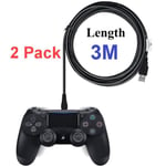 2-pack 3M PS4 / Playstation 4 Laddningskabel för Kontroller Svart J Black Svart