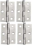 Charnière en Acier Inoxydable - Charnières pour Portes a Placard Charnieres Meubles Paumelle Pliantes pour Tiroir Boîte Fenêtre, Argent, 2 Pouces(48x34x1.2mm) - 4pcs