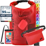 Sac Étanche avec Pochette Étanche Téléphone Et Sac Banane - (10L, Rouge) Sac Étanche IPX8 avec Fermeture À Enroulement | Natation, Bateau, Plage, Stand Up Paddle