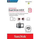 Sandisk Clé USB 3.0 Ultra Dual avec double connectique Micro - 64 Go argent/noir