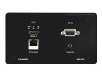 KRAMER WP-20 (B)  2:1 HDMI/VGA Switch Wallplate 4K HDBaseT Transmitter  RS232  Eth  PoE  180m  Black