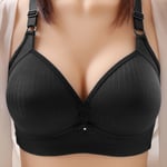 Plus Size BHar Ingen stålring Tunn BH Push Up Lift Bralette Toppar black XXL 44/100BC