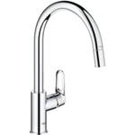 Robinet de cuisine - Chrome - Bec haut en C - Mousseur extractible - Rotation...