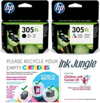 HP 3YM622e Cartouche d'encre 305XL pour imprimantes HP Envy 6010 6010e 6020 6020e 6022 6022e 6030 6030e 6032 6032e 6420e 6430e 6432e avec sac de recyclage caritatif Noir et couleur AE 3YM