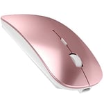 LEAPEST Wireless Bluetooth Mouse for MacBook Pro/Air/Mac/iPad/Laptop/Desktop/Mac/PC/Computer/Phone-Portable Slim Silent Office Mice with USB-C Adapter 2.4 GHz USB Mice (Rose Gold)