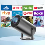 Mini vidéoprojecteur,Home cinéma 4K avec Android OS,Prend en Charge 5G WiFi,BT5.0,Correction trapézoïdale Automatique,Angle de 180 degrés,écran 130 Pouces pour téléphone/PC/lap