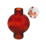Vase pour Fleurs et décorations – Vase pour décoration de Chambre, Salon et Cuisine, en Verre, 18,5 x 8,5 x 25 cm, Rouge