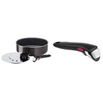 Tefal Ingenio Easy Plus Set 3 pièces : Sauteuse 24 cm + Couvercle anti-projection 20/26 cm + poignée amovible & Ingenio Poignée amovible noire, Empilable, Amovible, Verrouillage sécurité 3 points