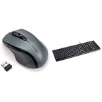 Kensington K72423WW Pro Fit Medium Size Wireless Mouse - Graphite Gray & ValuKeyboard - wired keyboard for PC, Laptop, Desktop PC, Computer, notebook. USB Keyboard - Black (1500109BUK)