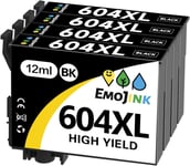 604XL Lot de 4 Cartouches compatibles pour Epson 604 XL pour XP 2200 XP 2205 XP 3200 XP 3205 XP 4200 XP 4205 Workforce WF 2910 WF