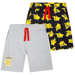 Pokémon Short Enfant, Lot de 2 Shorts en Coton Enfant Ado Garcon Gamer 4-14 Ans (Noir/Gris, 13-14 Ans)