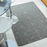 Durable Flatweave Anti-slip Geometric Hallway Mat Skyline Pinnacle Charcoal Rugs