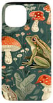 Coque pour iPhone 15 Vert classique Paisley mignon Cottagecore Grenouille et champignon